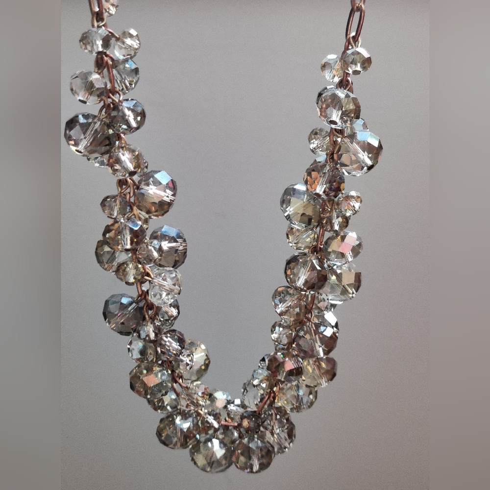 Sparkly Also Crystal Cluster Necklace Adjustable